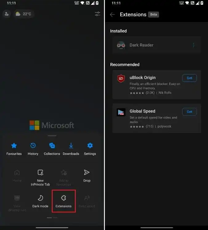 How to Install Extensions in Edge Browser for Android